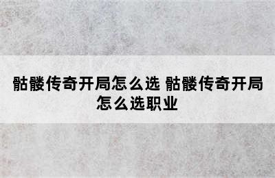 骷髅传奇开局怎么选 骷髅传奇开局怎么选职业